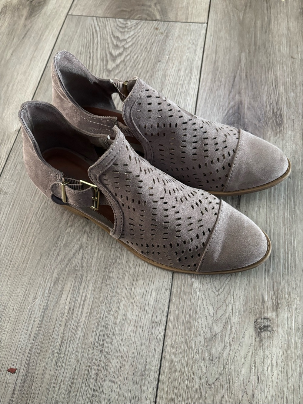 Qupid Taupe Suede Cutout Ankle Boots